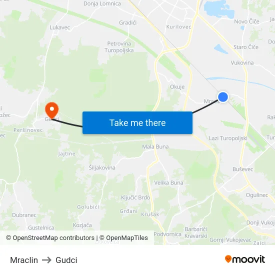 Mraclin to Gudci map