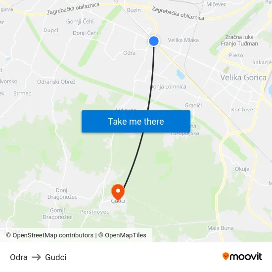 Odra to Gudci map