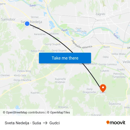 Sveta Nedelja - Suša to Gudci map