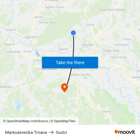 Markuševečka Trnava to Gudci map