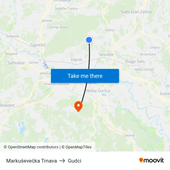 Markuševečka Trnava to Gudci map
