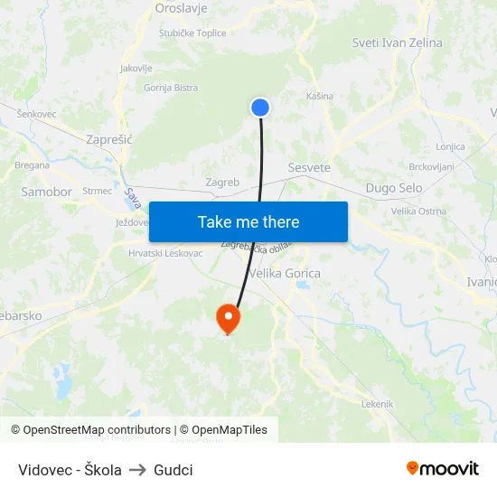 Vidovec - Škola to Gudci map