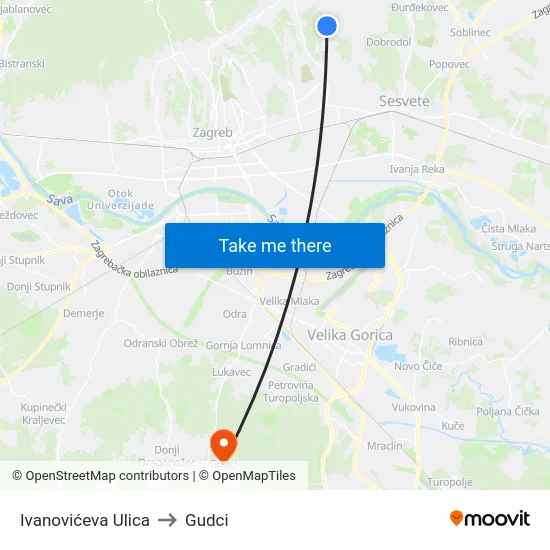Ivanovićeva Ulica to Gudci map