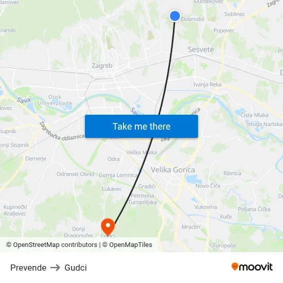 Prevende to Gudci map