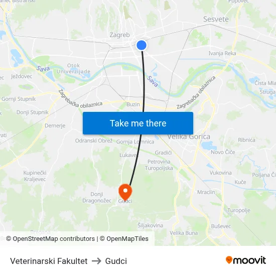 Veterinarski Fakultet to Gudci map