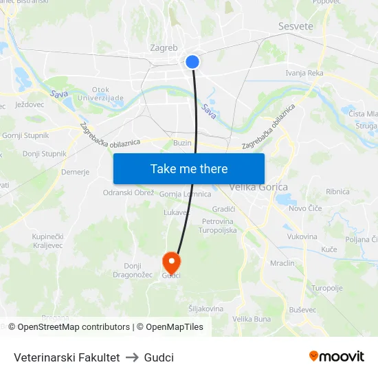 Veterinarski Fakultet to Gudci map