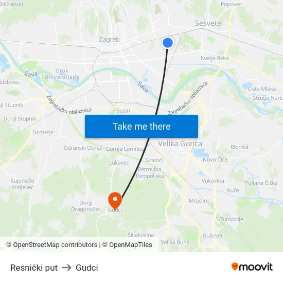 Resnički put to Gudci map