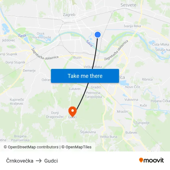 Črnkovečka to Gudci map