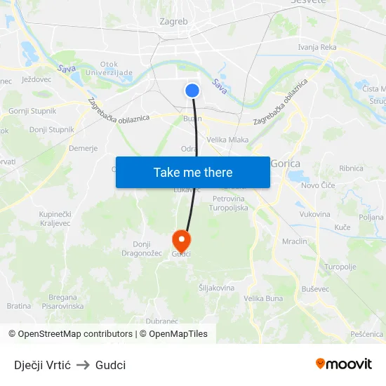 Dječji Vrtić to Gudci map