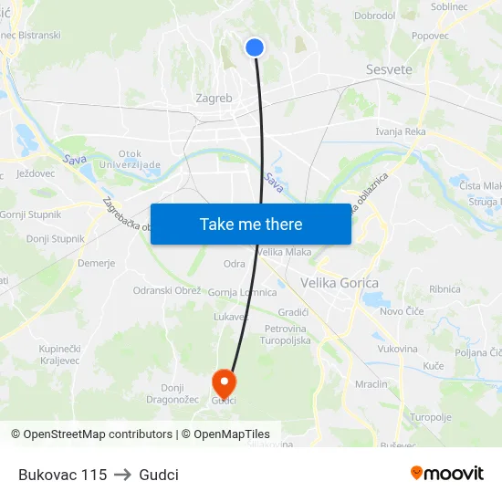 Bukovac 115 to Gudci map