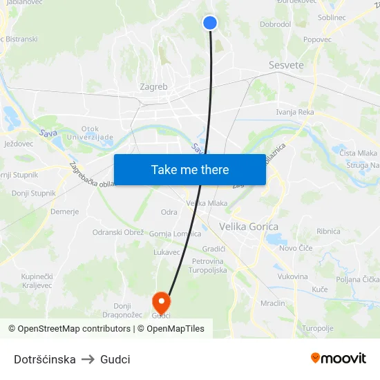 Dotršćinska to Gudci map