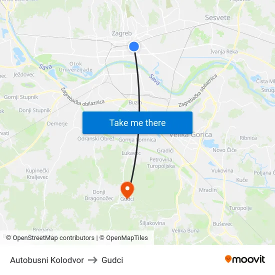 Autobusni Kolodvor to Gudci map