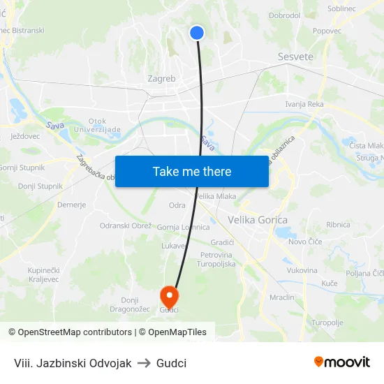 Viii. Jazbinski Odvojak to Gudci map