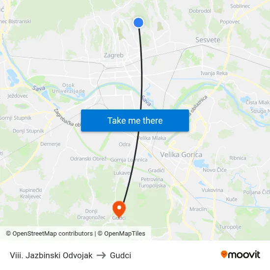 Viii. Jazbinski Odvojak to Gudci map