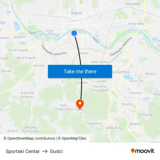 Sportski Centar to Gudci map
