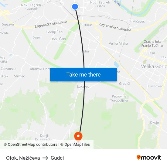 Otok, Nežićeva to Gudci map
