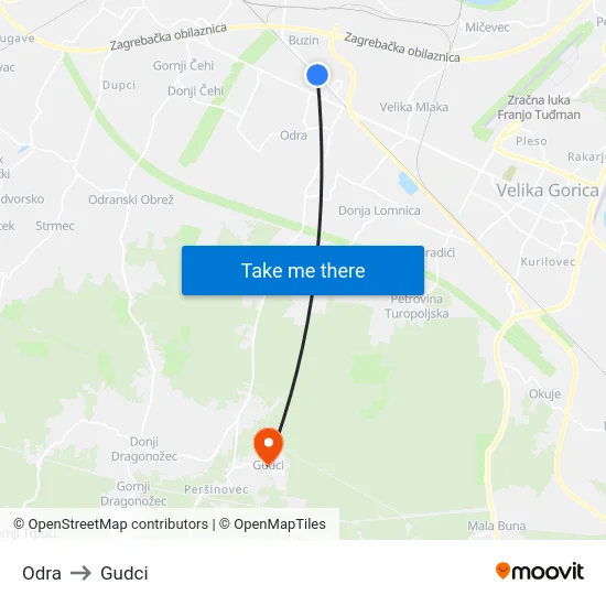 Odra to Gudci map