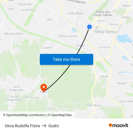 Ulica Rudolfa Fizira to Gudci map