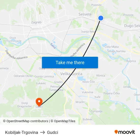 Kobiljak-Trgovina to Gudci map
