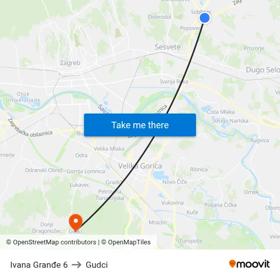 Ivana Granđe 6 to Gudci map