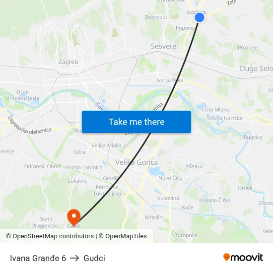 Ivana Granđe 6 to Gudci map