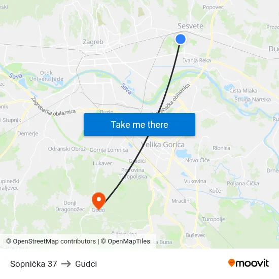 Sopnička 37 to Gudci map