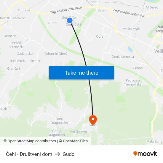 Čehi - Društveni dom to Gudci map