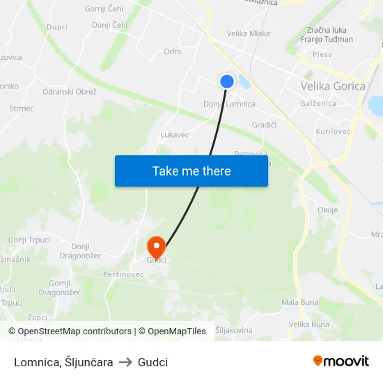 Lomnica, Šljunčara to Gudci map