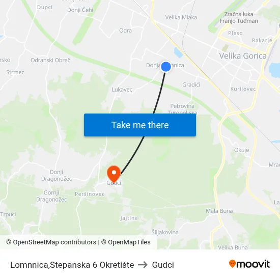 Lomnnica,Stepanska 6 Okretište to Gudci map