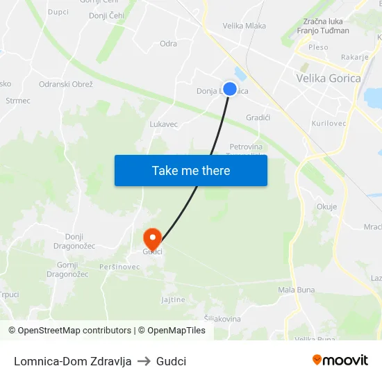 Lomnica-Dom Zdravlja to Gudci map