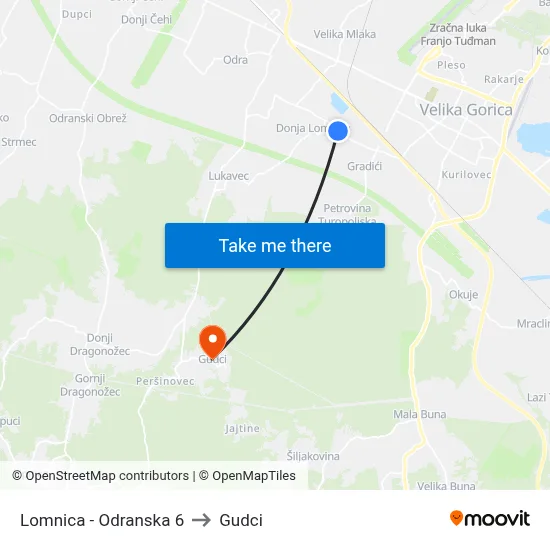 Lomnica - Odranska 6 to Gudci map