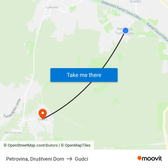 Petrovina, Društveni Dom to Gudci map