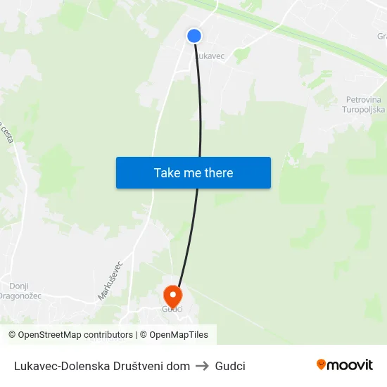 Lukavec-Dolenska Društveni dom to Gudci map