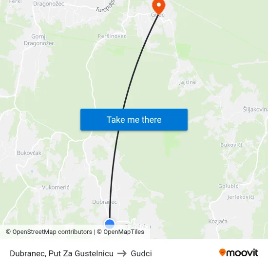Dubranec, Put Za Gustelnicu to Gudci map