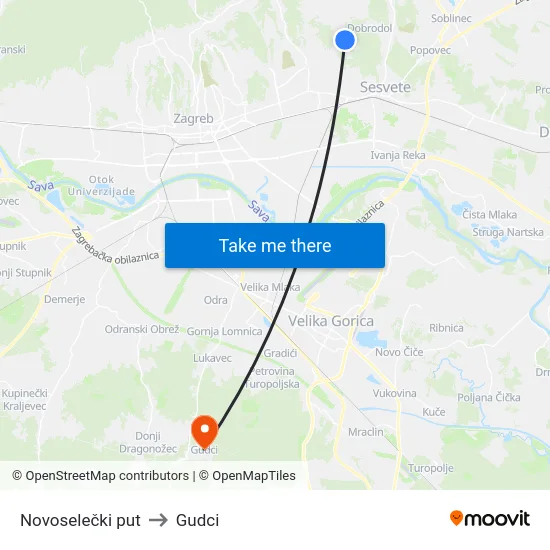 Novoselečki put to Gudci map