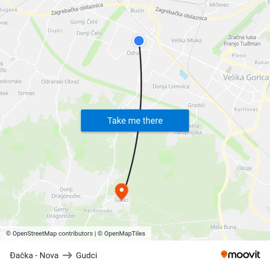 Đačka - Nova to Gudci map