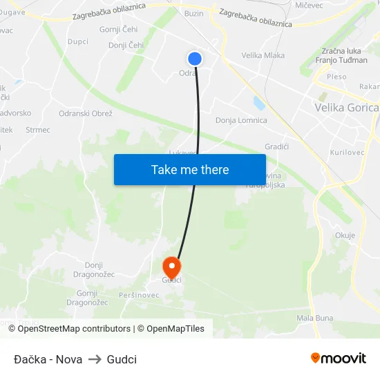 Đačka - Nova to Gudci map