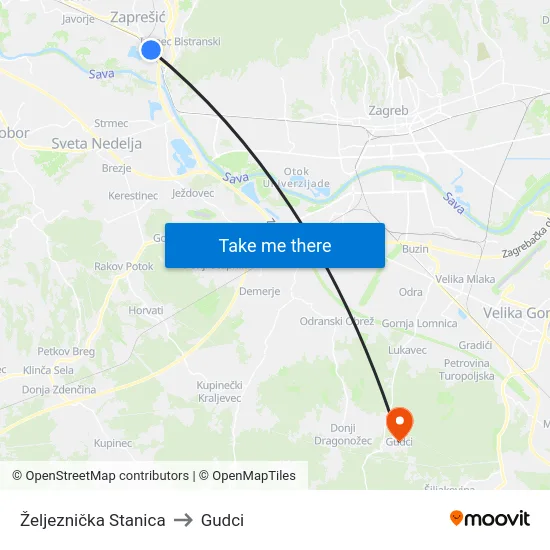 Željeznička Stanica to Gudci map
