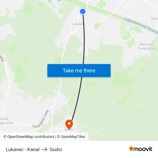 Lukavec - Kanal to Gudci map