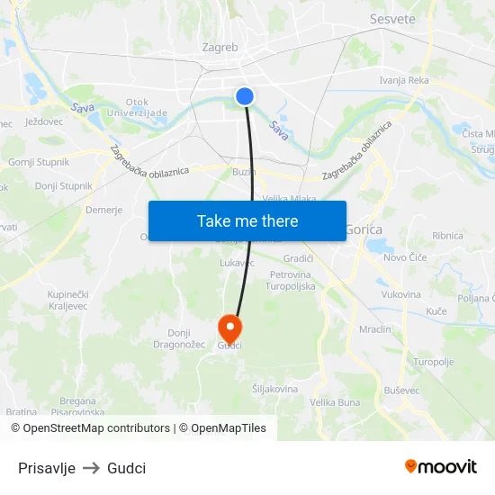 Prisavlje to Gudci map