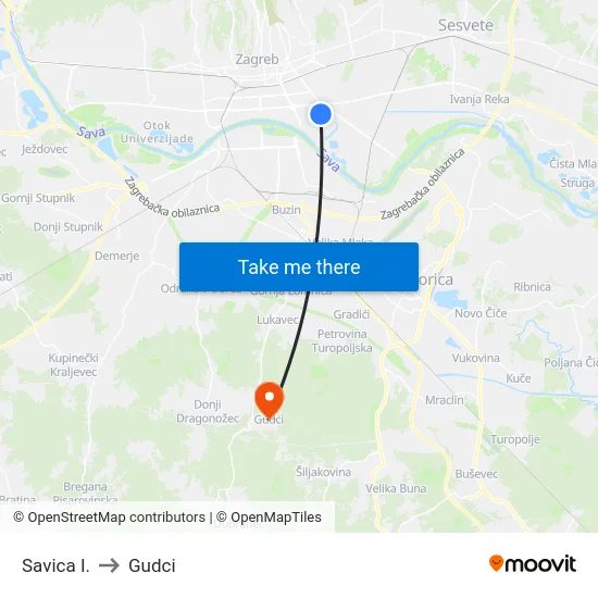 Savica I. to Gudci map