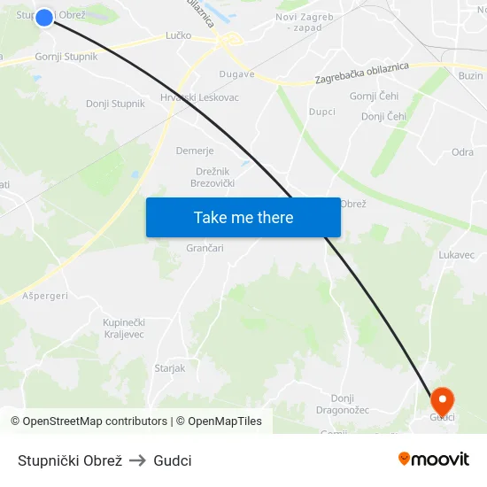 Stupnički Obrež to Gudci map