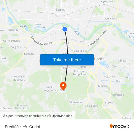 Središće to Gudci map