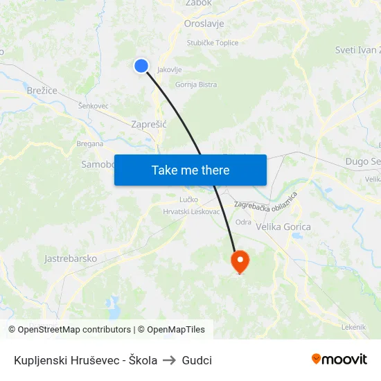 Kupljenski Hruševec - Škola to Gudci map