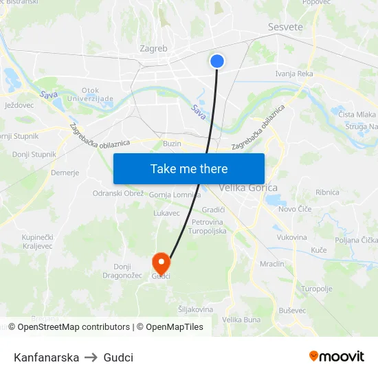 Kanfanarska to Gudci map