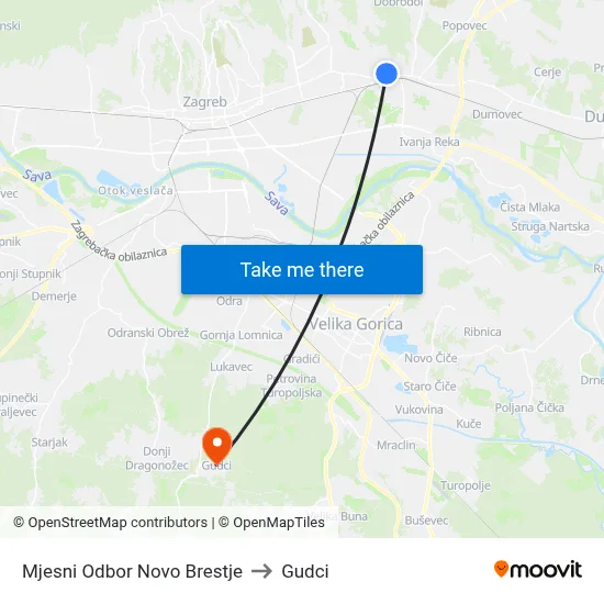 Mjesni Odbor Novo Brestje to Gudci map