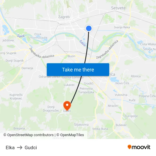 Elka to Gudci map