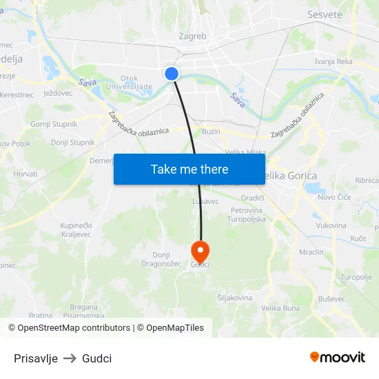 Prisavlje to Gudci map