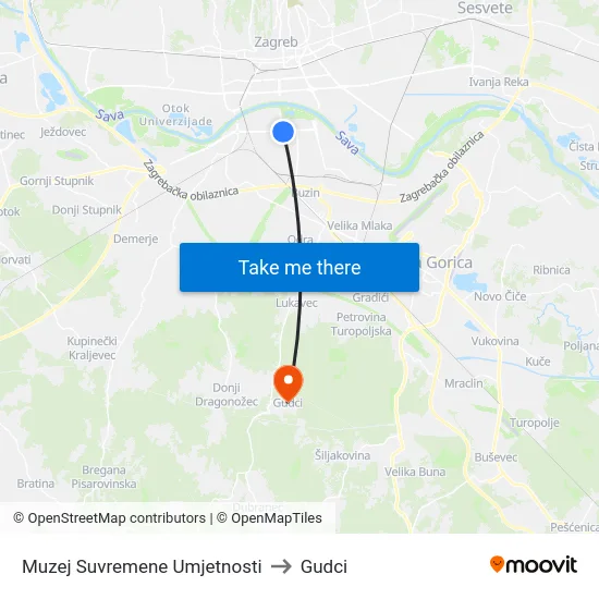 Muzej Suvremene Umjetnosti to Gudci map
