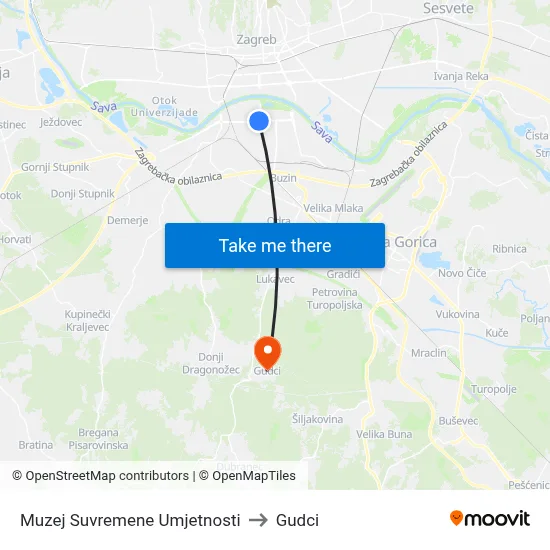 Muzej Suvremene Umjetnosti to Gudci map